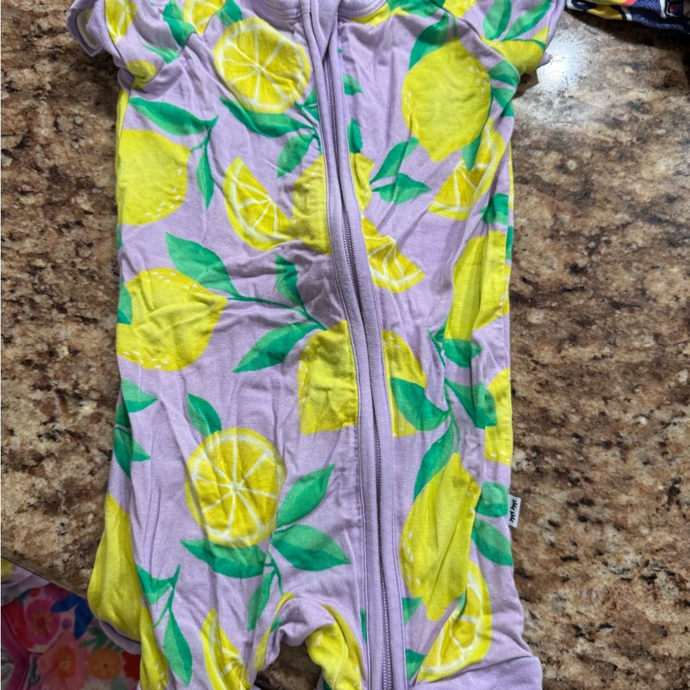 Little Sleepies Purple and Yellow Lemon Romper